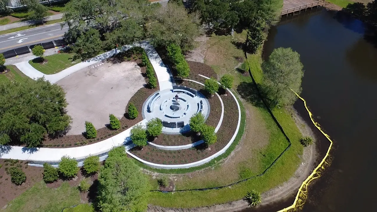 Aerial view of The Ripple memorial