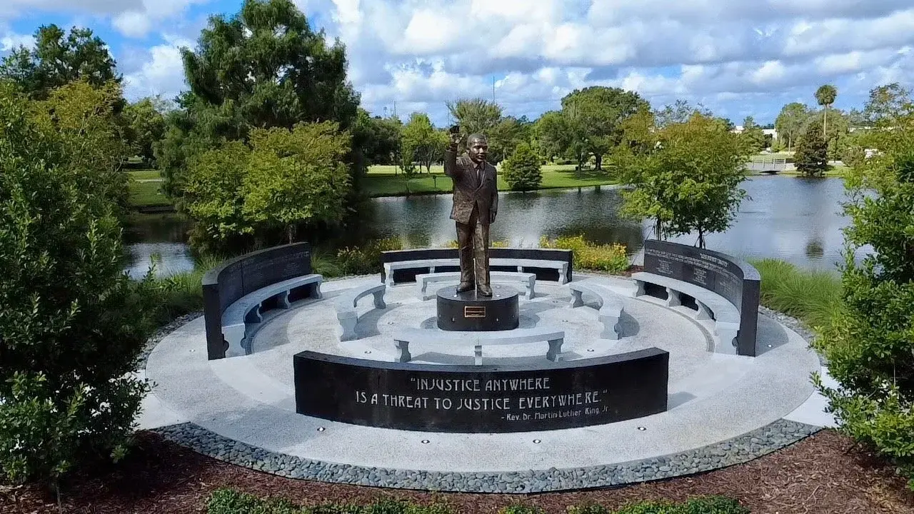 The Ripple memorial beside the lake in Winter Park